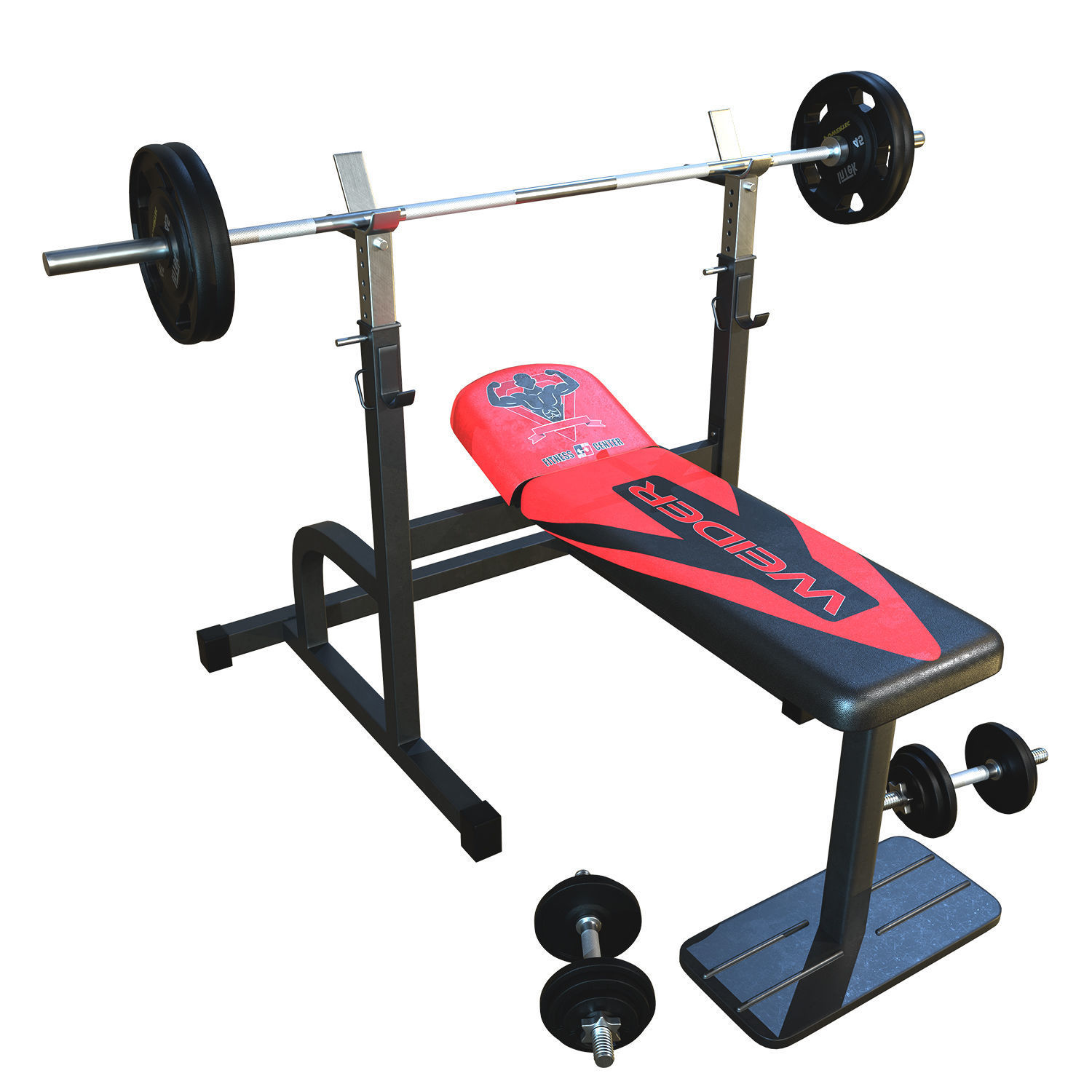 Set simulator horizontal bar barbell dumbbell Low-poly 3D model_3