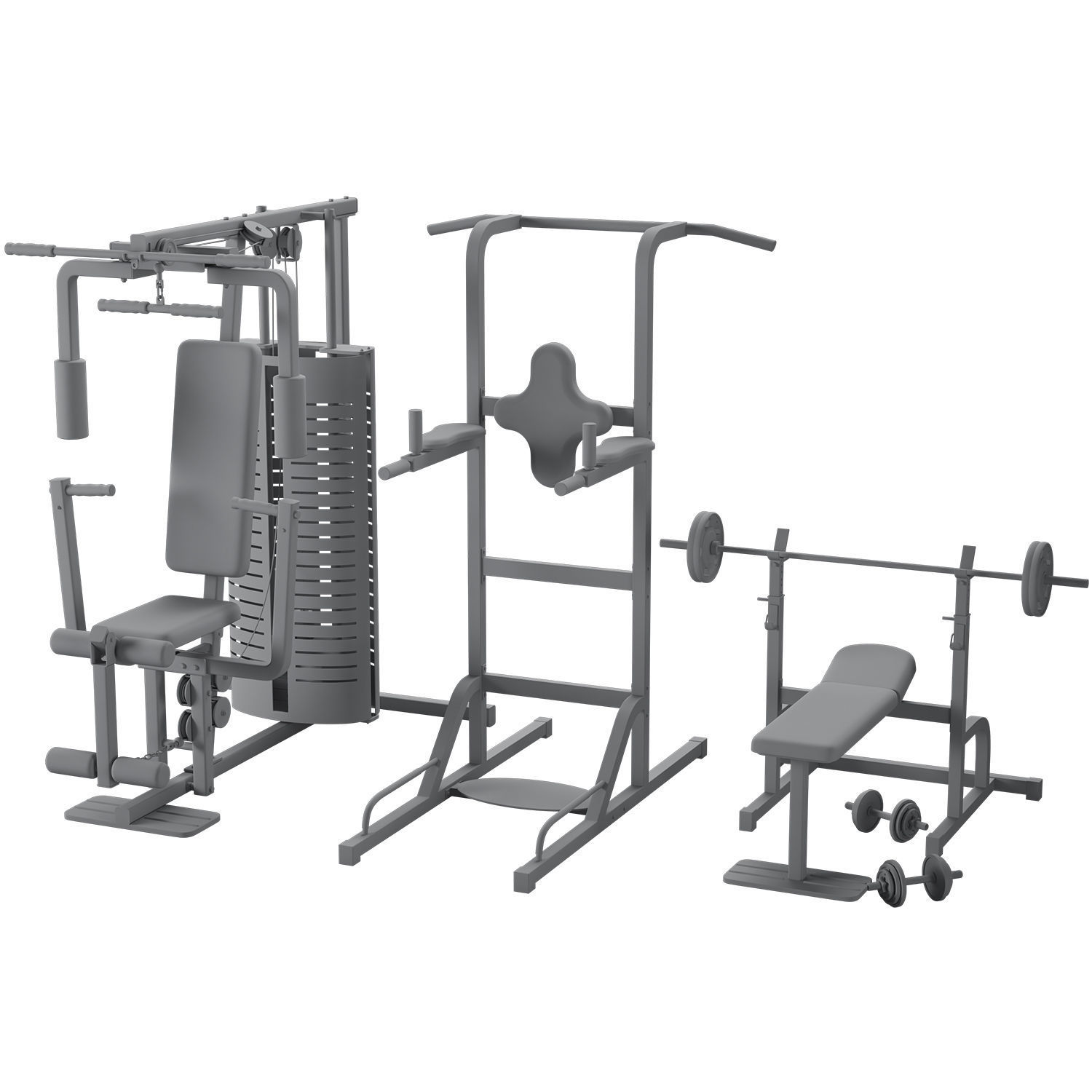 Set simulator horizontal bar barbell dumbbell Low-poly 3D model_6