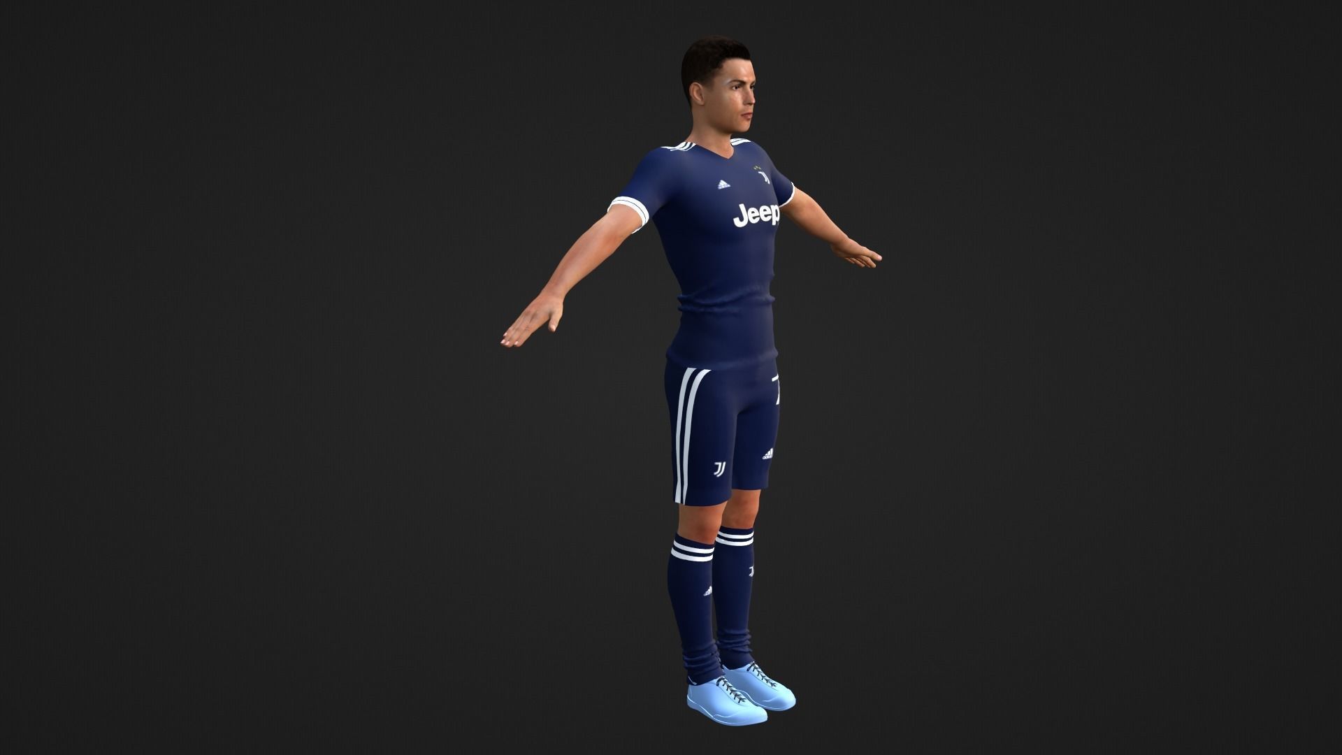 Cristiano Ronaldo - Juventus Low-poly 3D model_3