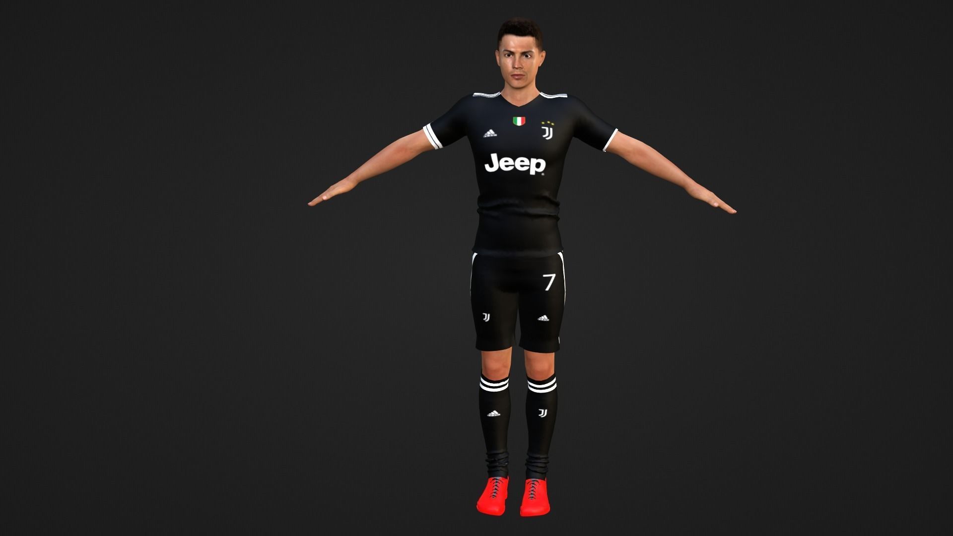 Cristiano Ronaldo - Juventus Low-poly 3D model_2
