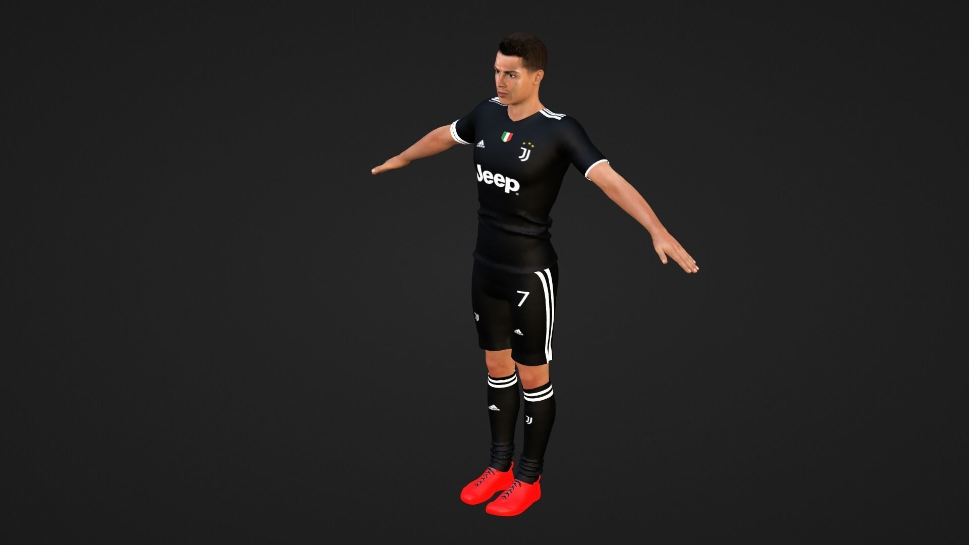Cristiano Ronaldo - Juventus Low-poly 3D model_3