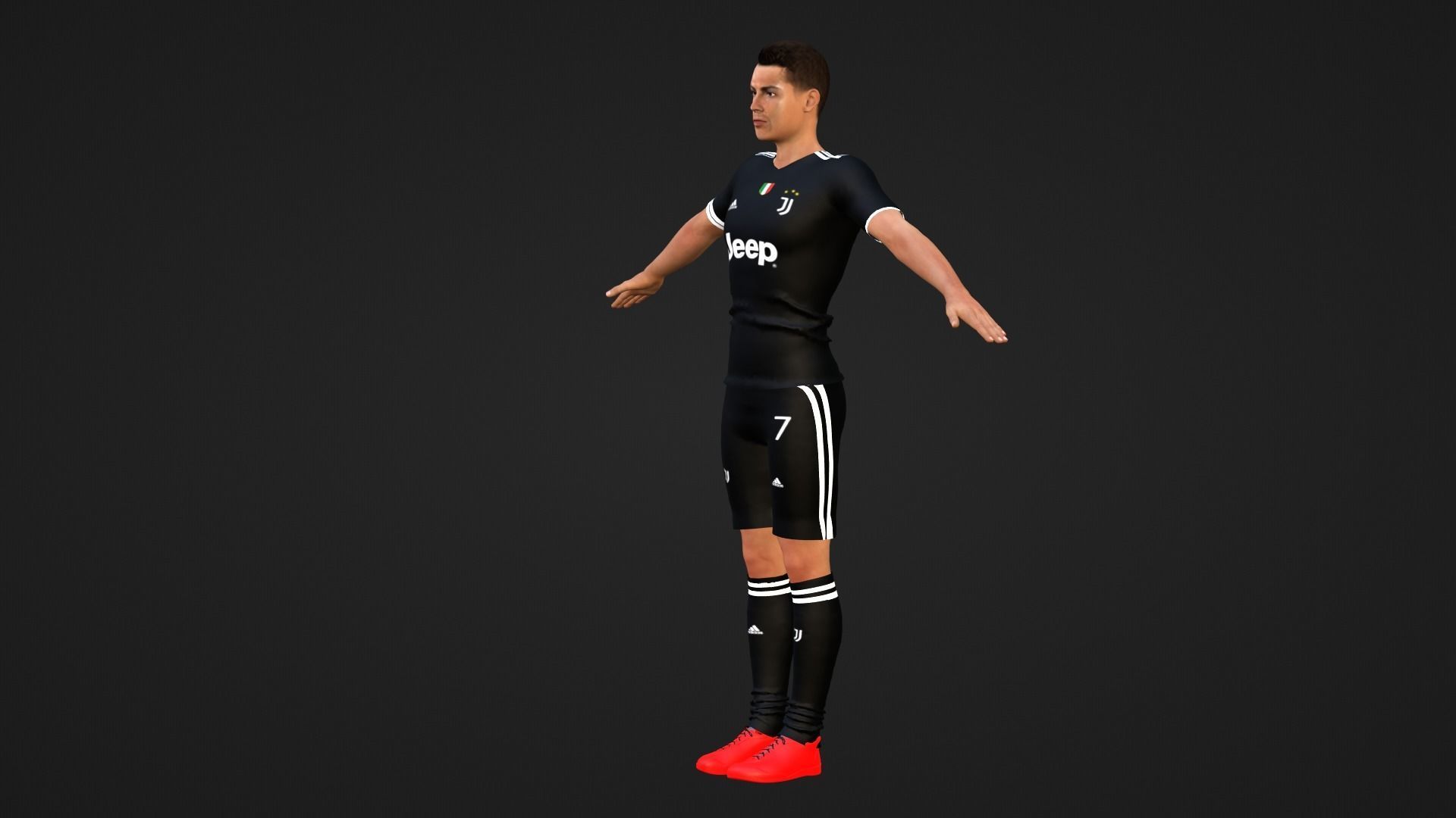 Cristiano Ronaldo - Juventus Low-poly 3D model_4