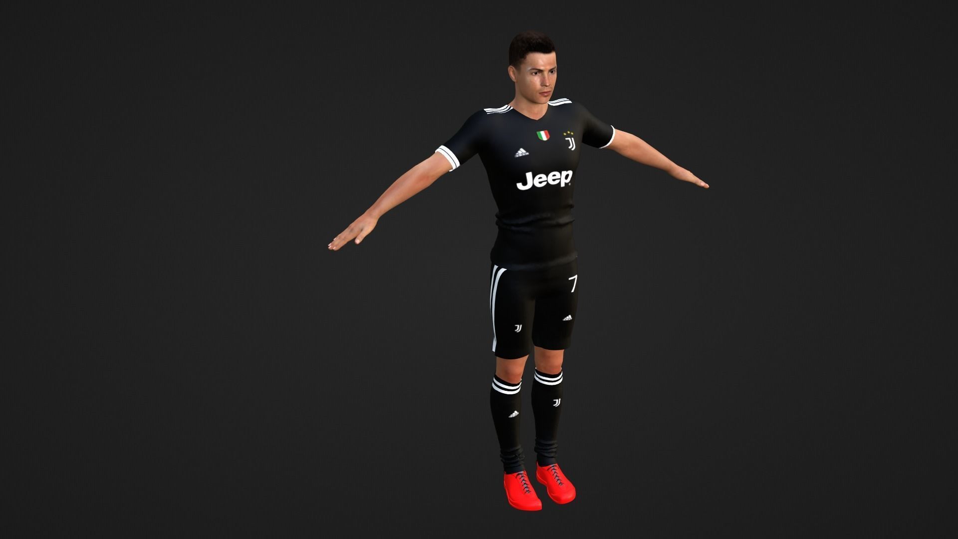 Cristiano Ronaldo - Juventus Low-poly 3D model_1