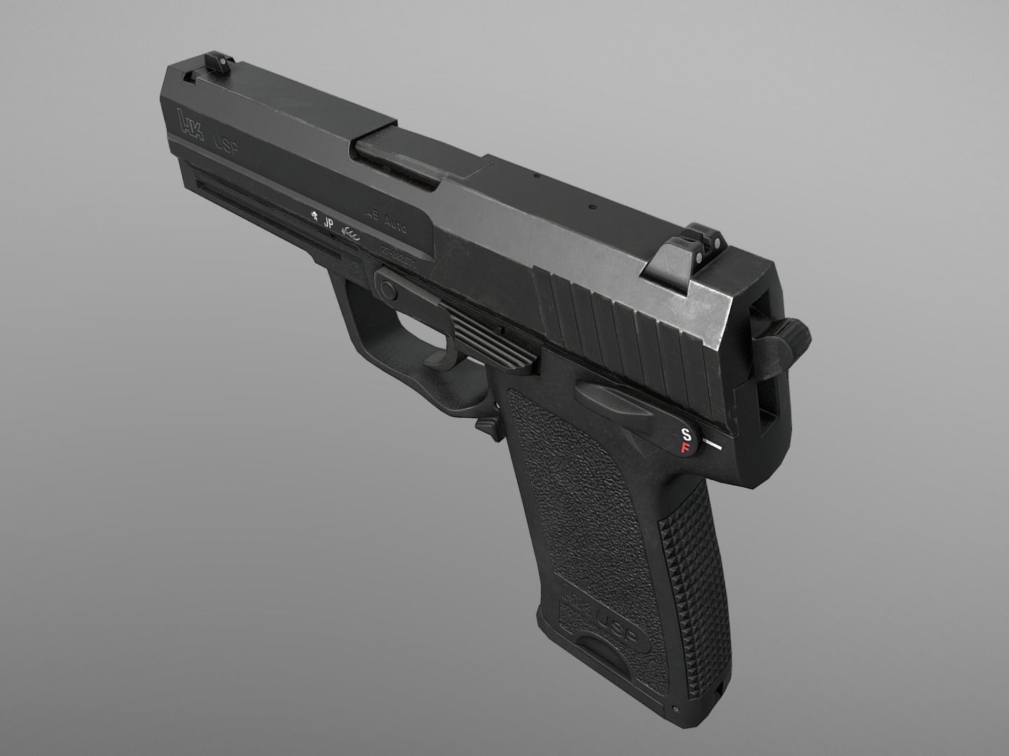 HK USP 45 Auto Low-poly 3D model_3