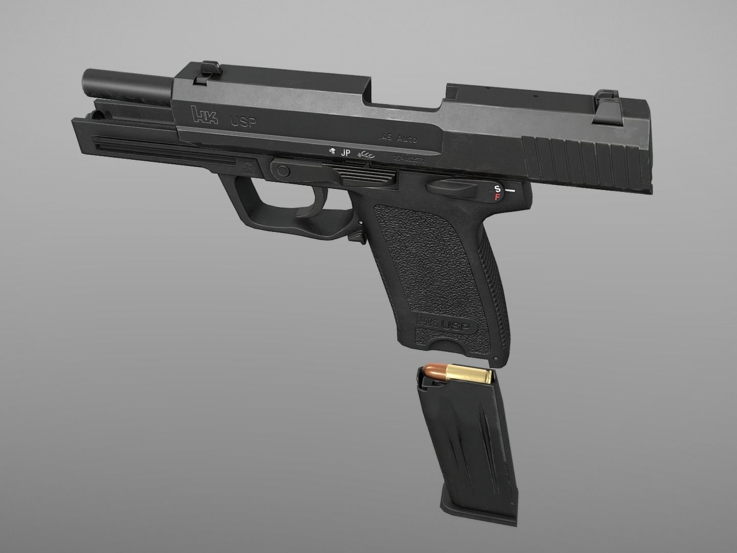 HK USP 45 Auto Low-poly 3D model_7