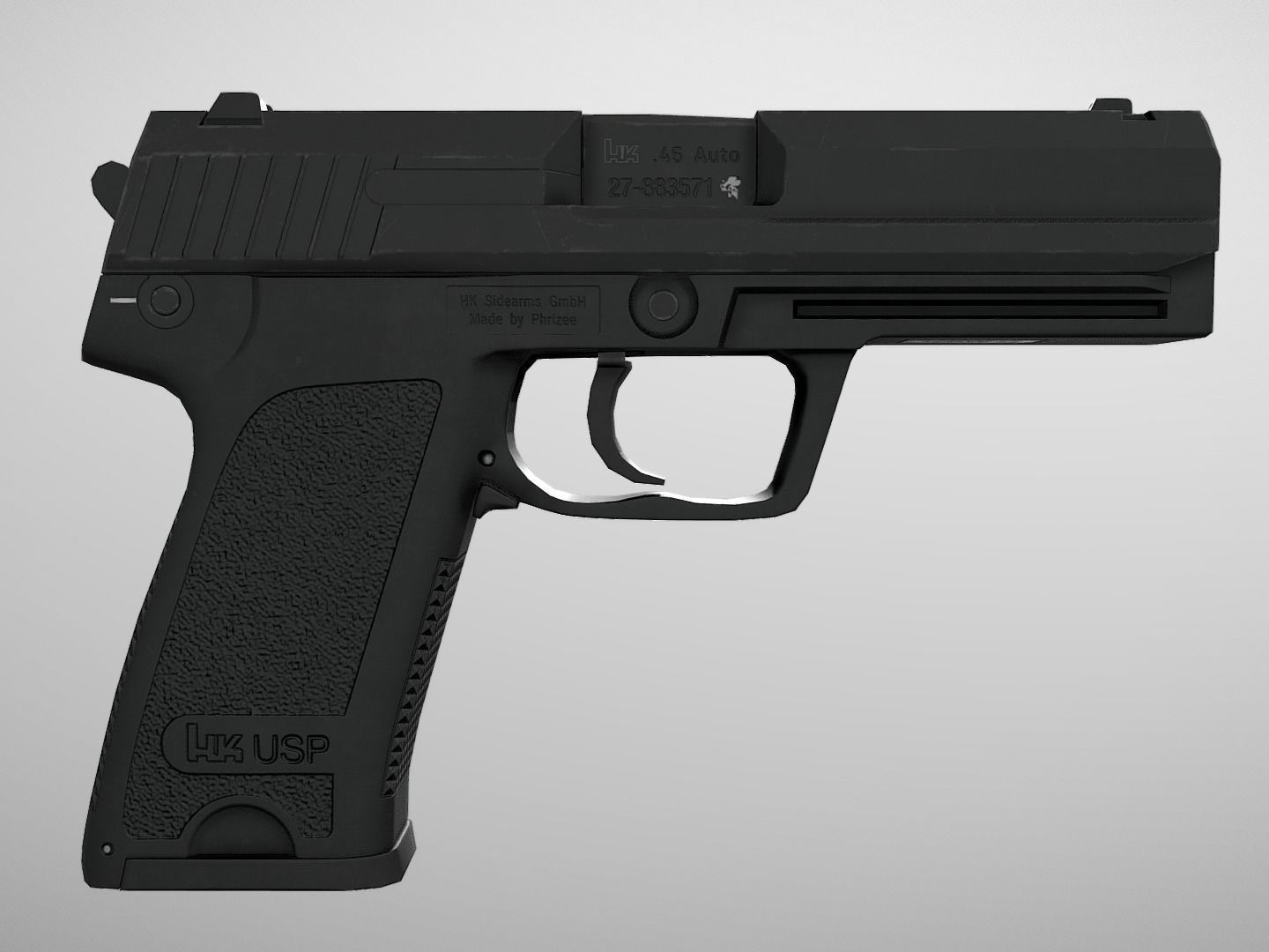 HK USP 45 Auto Low-poly 3D model_2