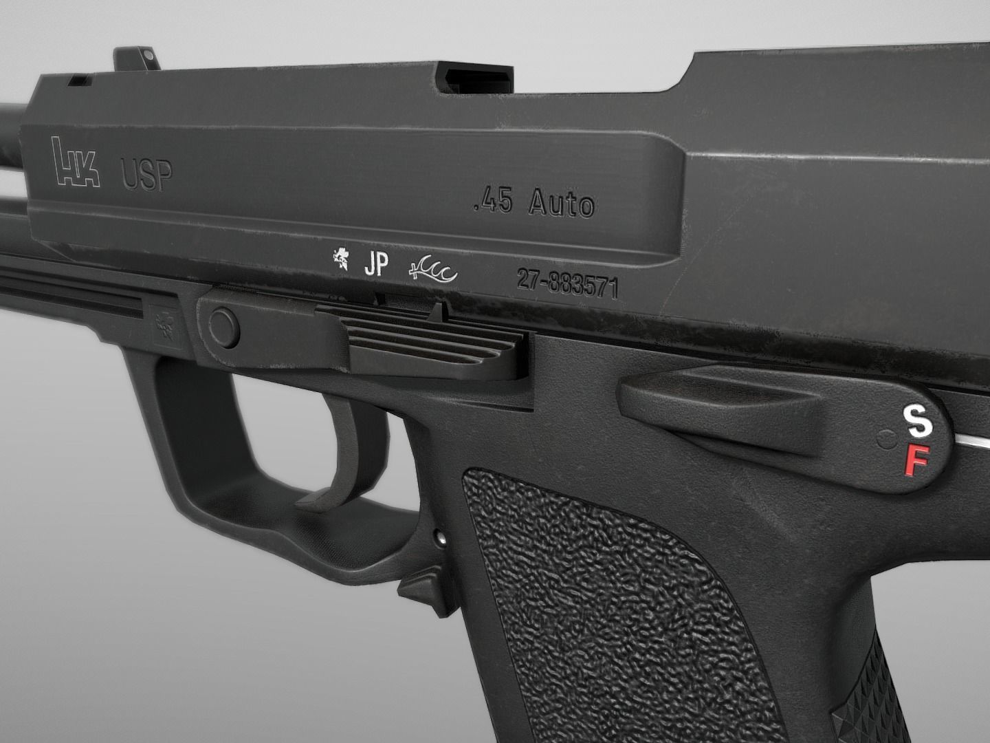 HK USP 45 Auto Low-poly 3D model_8