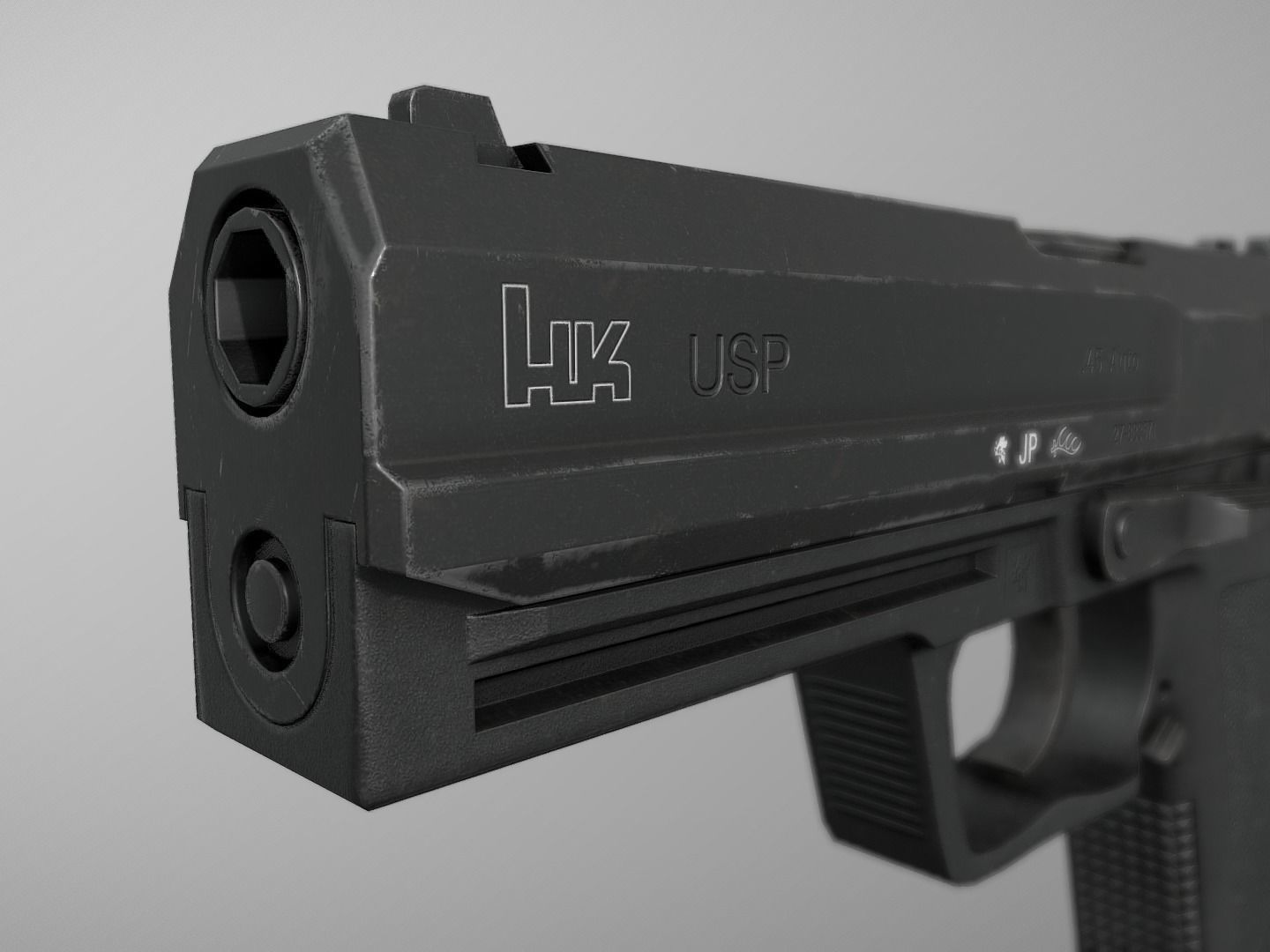 HK USP 45 Auto Low-poly 3D model_9