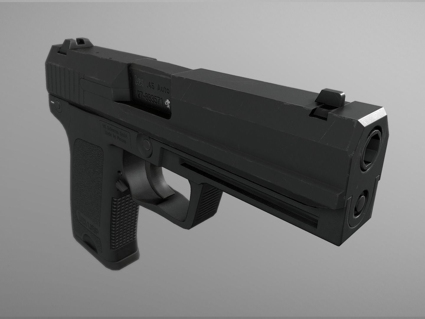 HK USP 45 Auto Low-poly 3D model_4