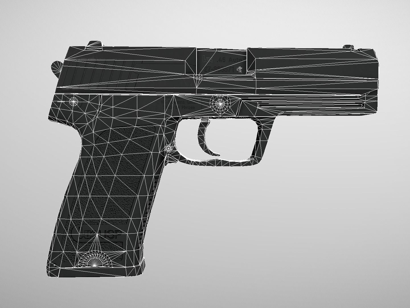 HK USP 45 Auto Low-poly 3D model_5