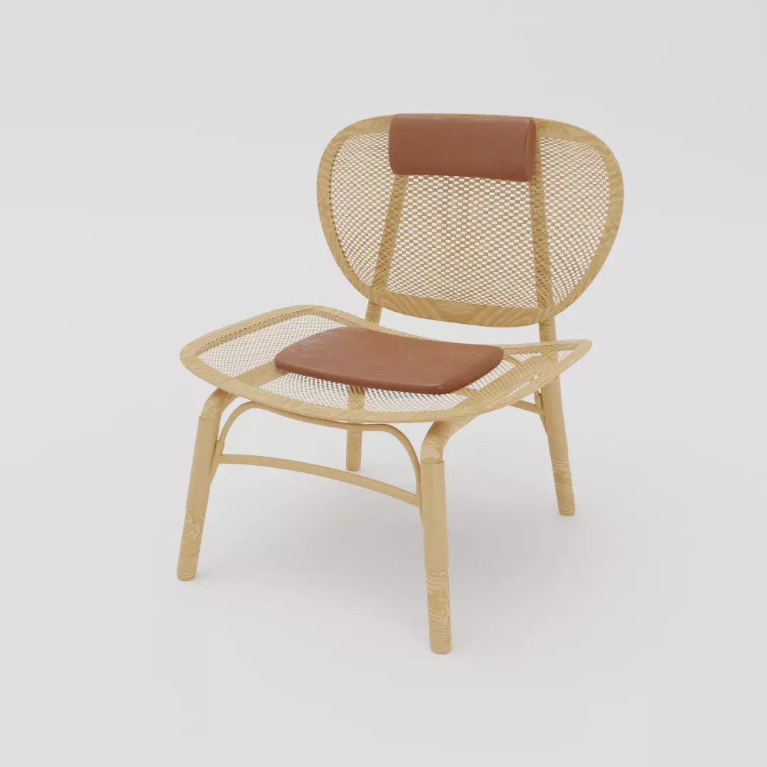 Wooden ratan chair 3D model
