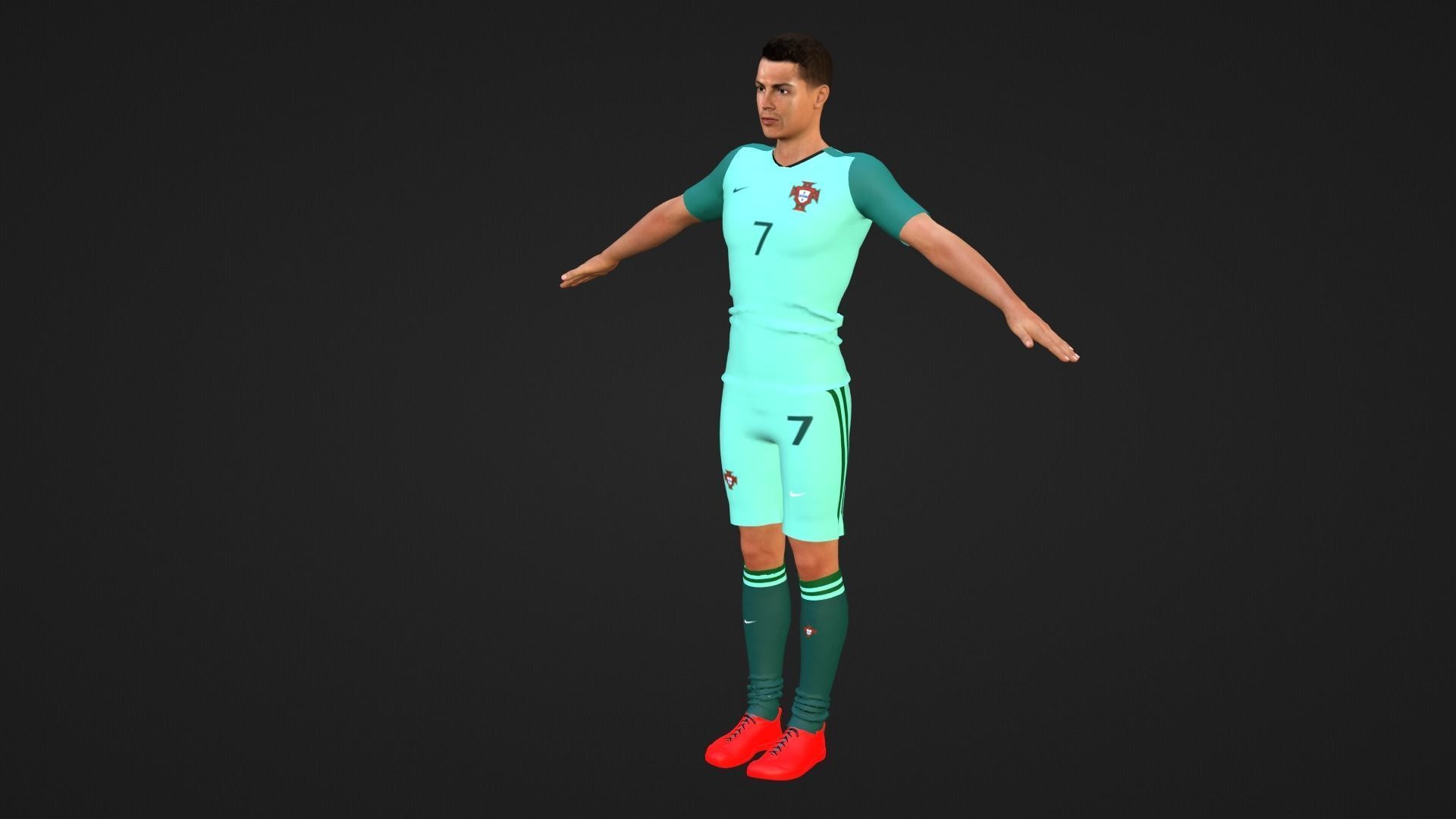Cristiano Ronaldo - Portugal Low-poly 3D model_1