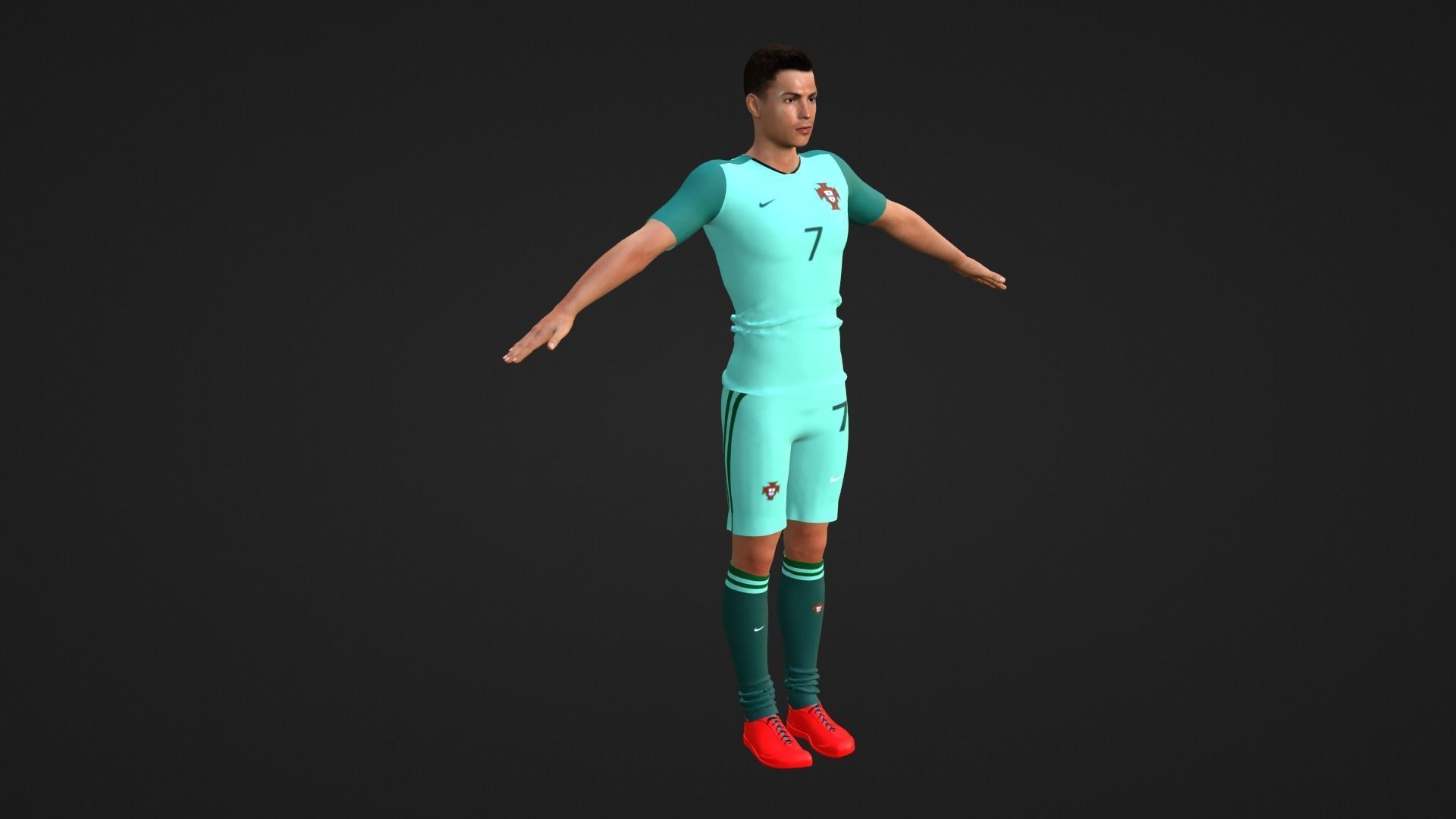 Cristiano Ronaldo - Portugal Low-poly 3D model_2