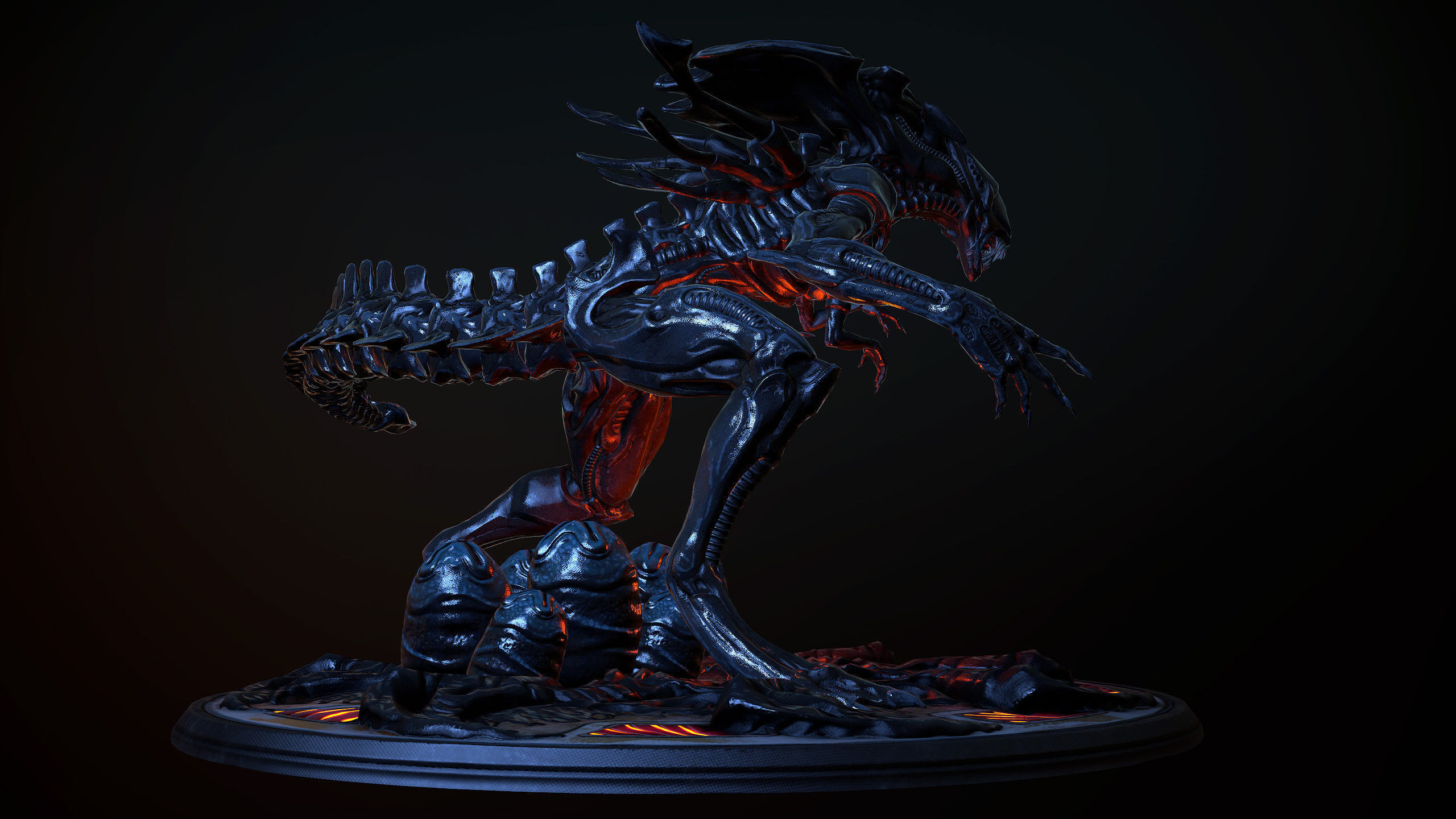 Queen Alien Low-poly 3D model_5