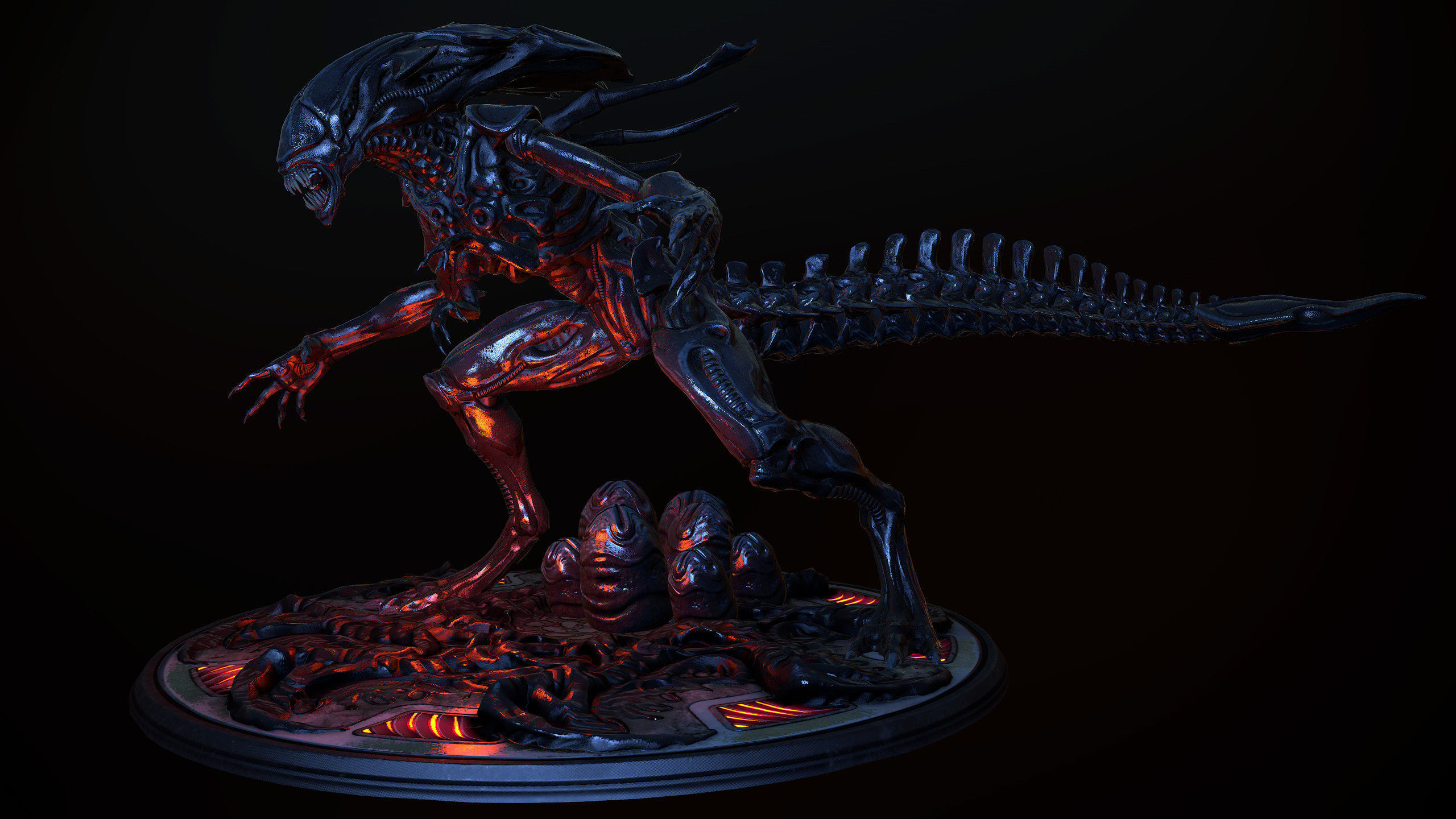 Queen Alien Low-poly 3D model_2