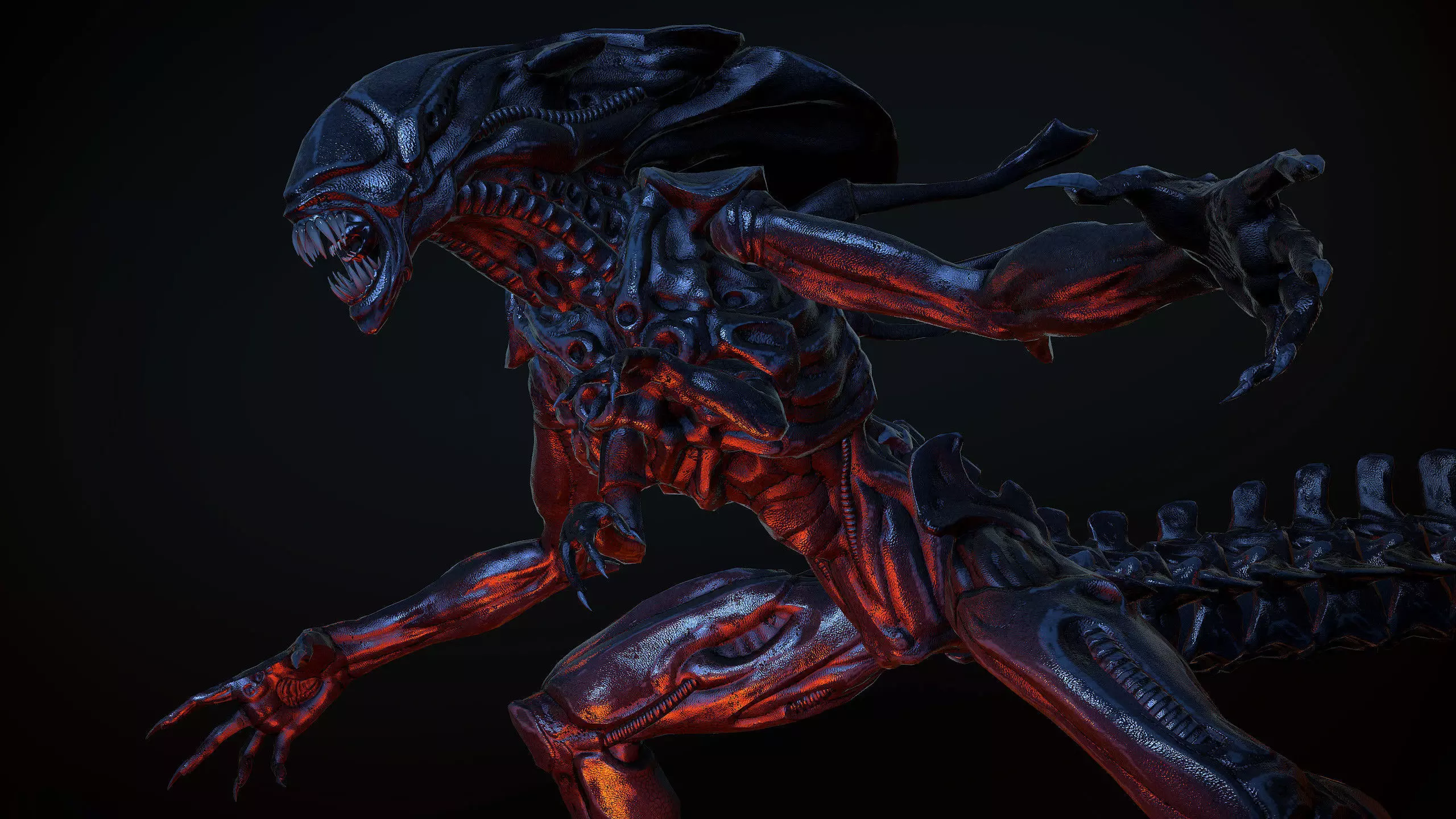 Queen Alien Low-poly 3D model_0