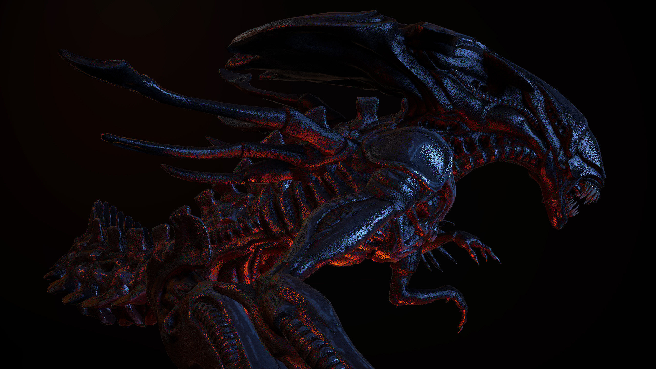 Queen Alien Low-poly 3D model_1