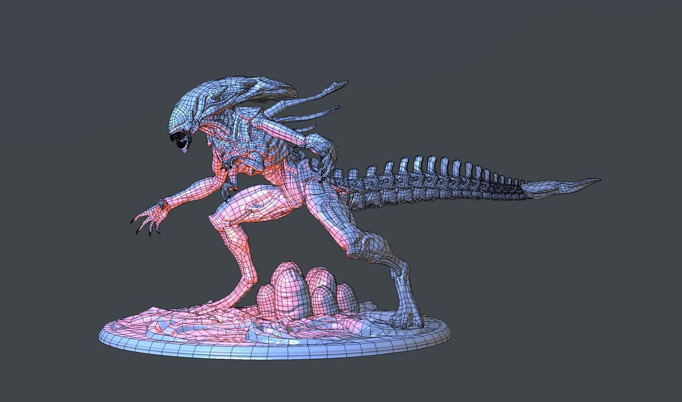 Queen Alien Low-poly 3D model_6