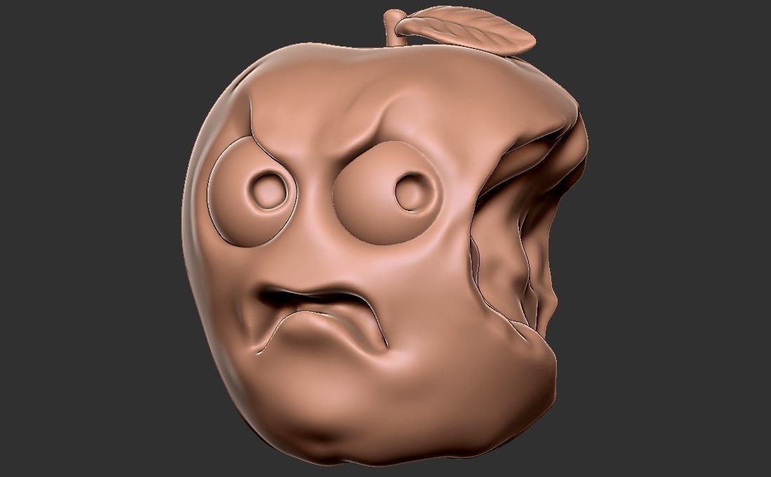 Caricature of apple getting angry for being bitten 3D print model_1