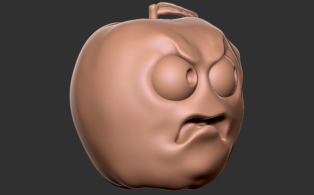 Caricature of apple getting angry for being bitten 3D print model_8