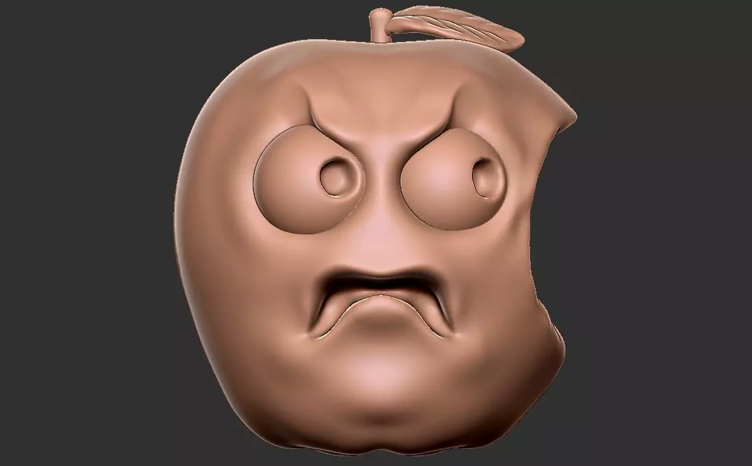 Caricature of apple getting angry for being bitten 3D print model_0