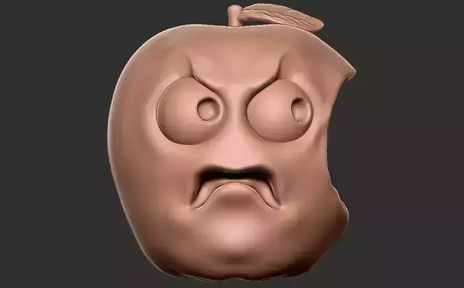 Caricature of apple getting angry for being bitten 3D print model