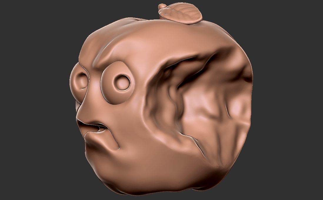 Caricature of apple getting angry for being bitten 3D print model_2