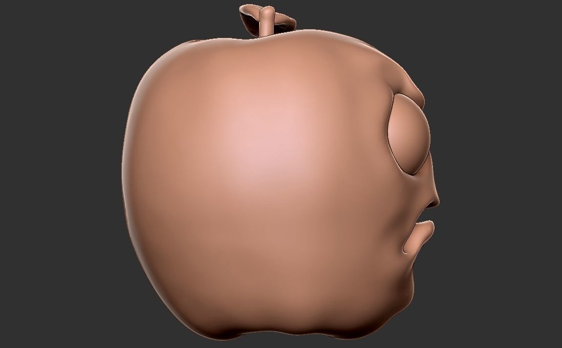Caricature of apple getting angry for being bitten 3D print model_7