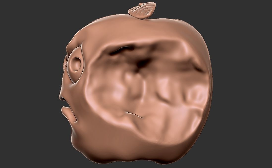 Caricature of apple getting angry for being bitten 3D print model_3