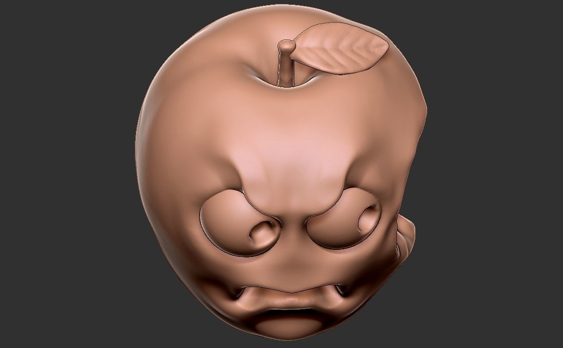 Caricature of apple getting angry for being bitten 3D print model_11