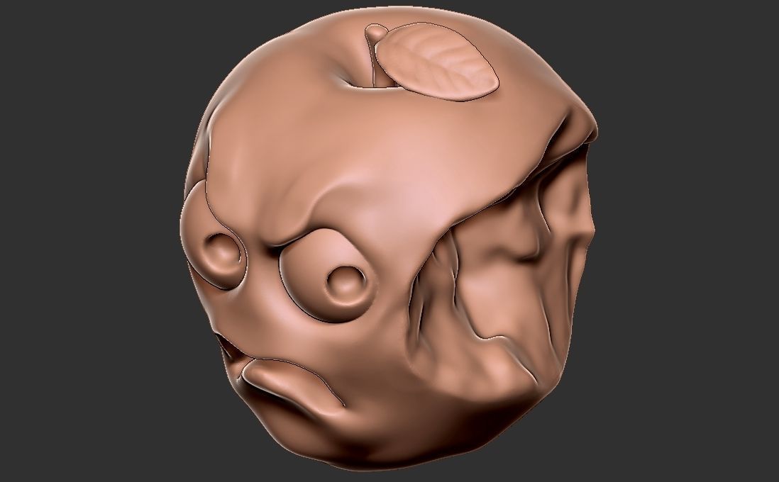 Caricature of apple getting angry for being bitten 3D print model_10