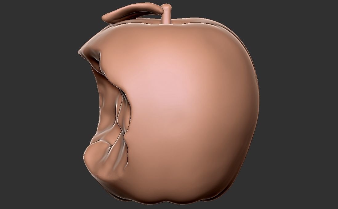Caricature of apple getting angry for being bitten 3D print model_5