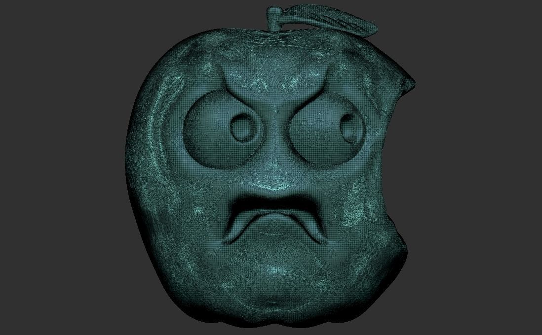 Caricature of apple getting angry for being bitten 3D print model_20