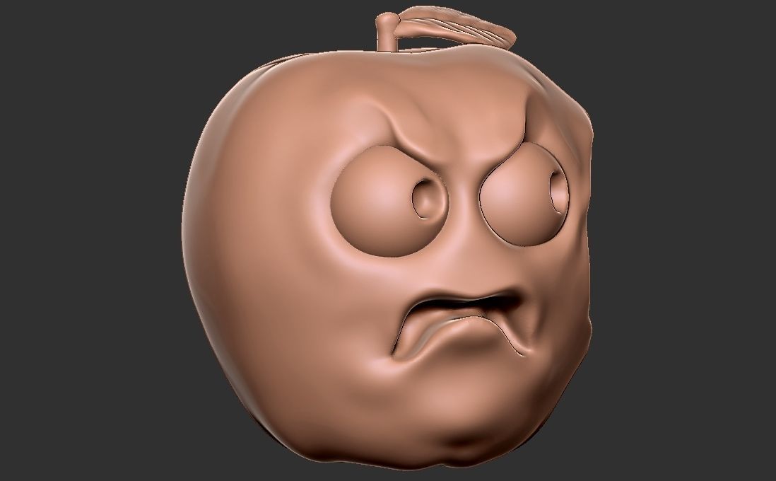 Caricature of apple getting angry for being bitten 3D print model_9