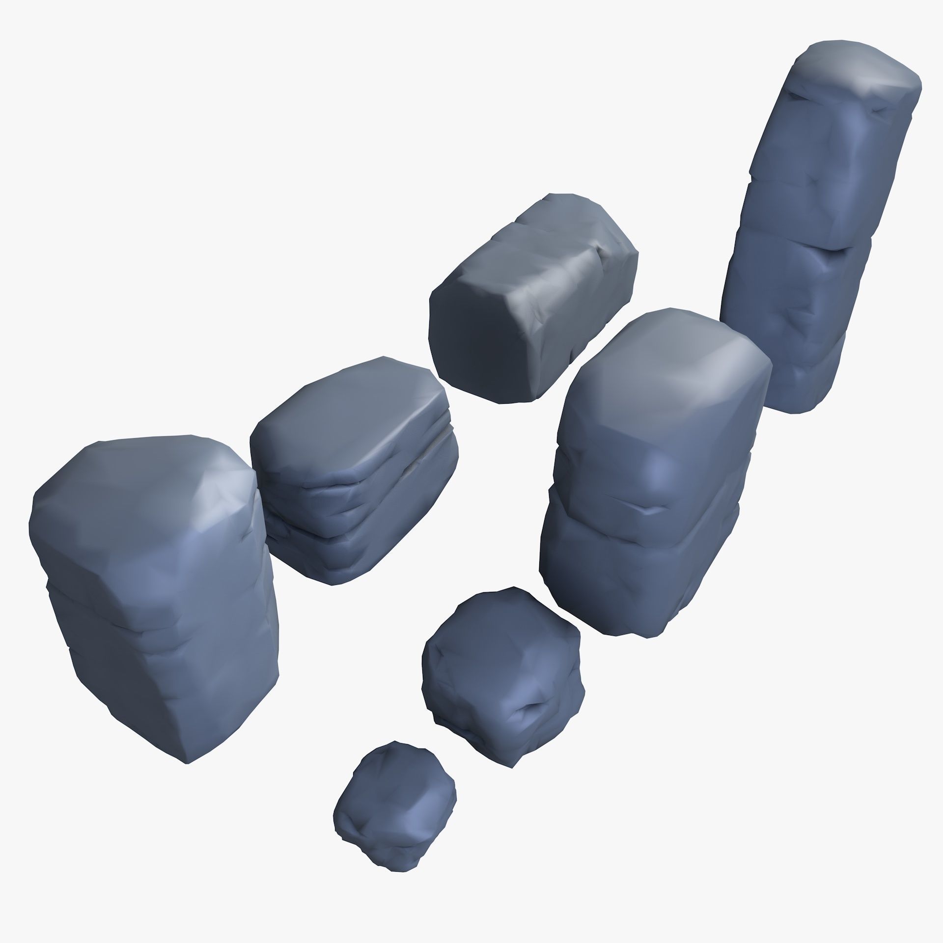 Rusty Rocks Stones Collection Pack Low-poly 3D model_17