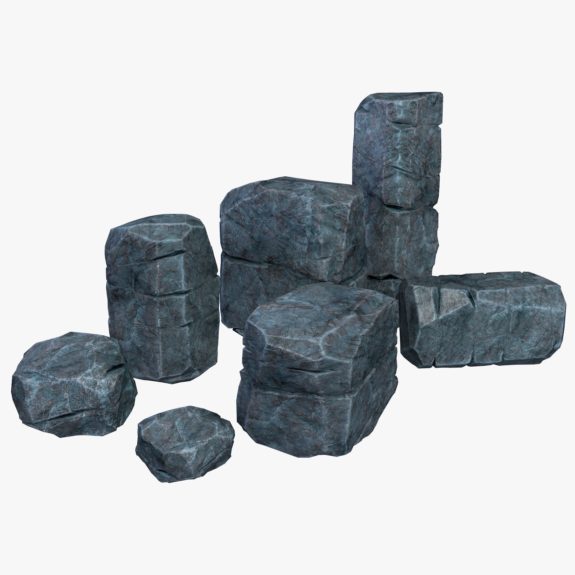 Rusty Rocks Stones Collection Pack Low-poly 3D model_5