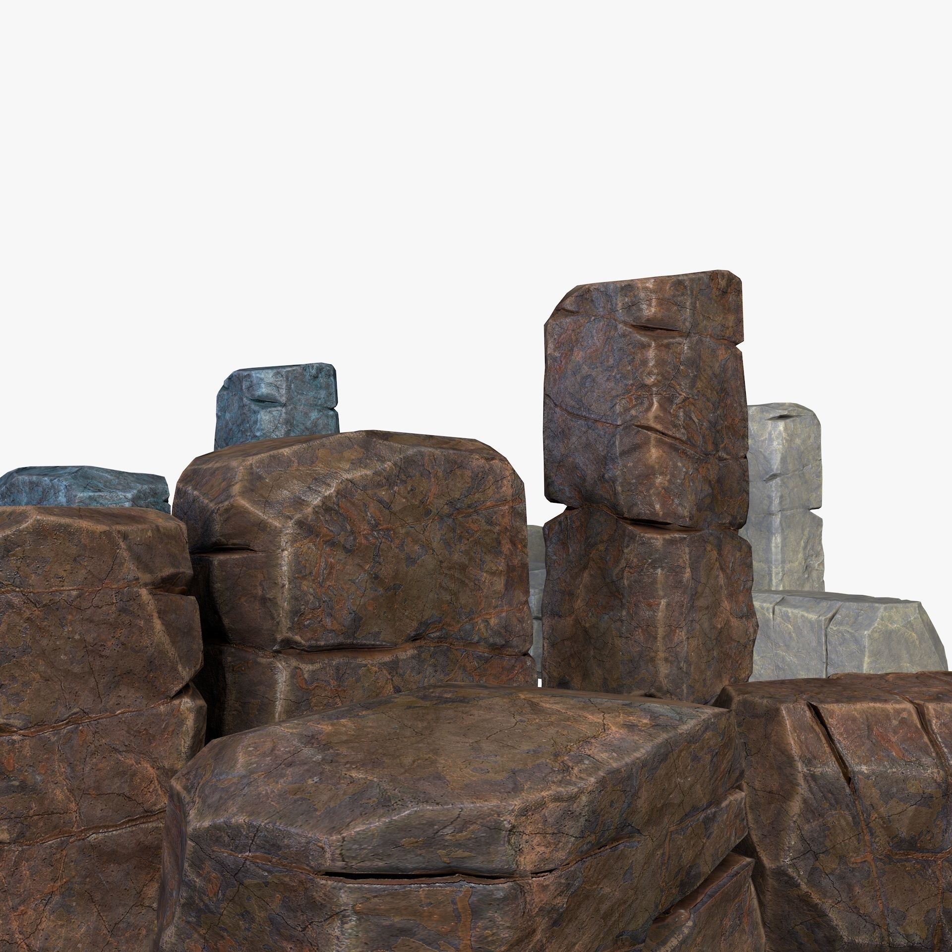 Rusty Rocks Stones Collection Pack Low-poly 3D model_11