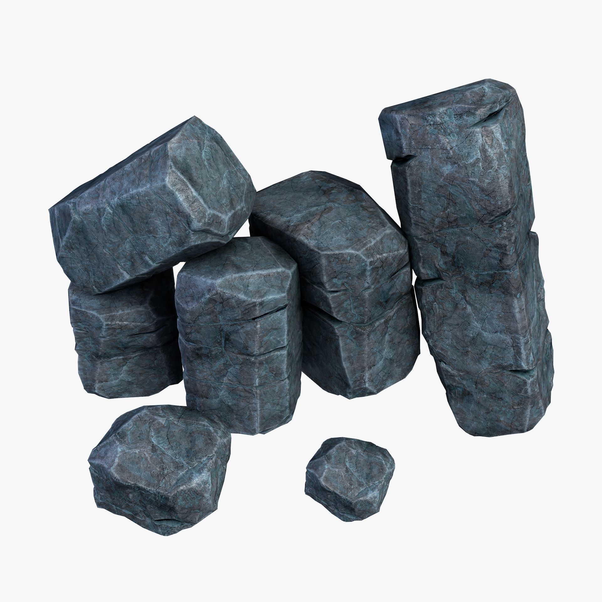 Rusty Rocks Stones Collection Pack Low-poly 3D model_9