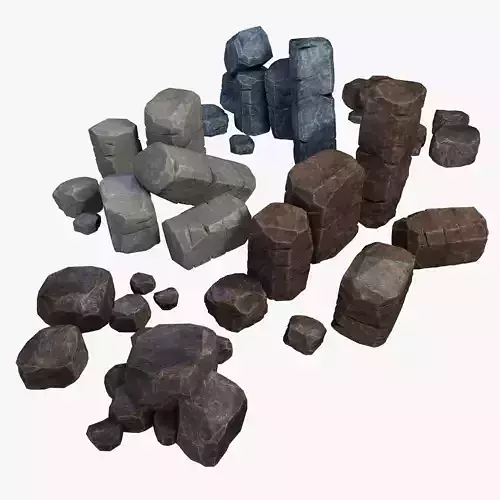 Rusty Rocks Stones Collection Pack Low-poly 3D model