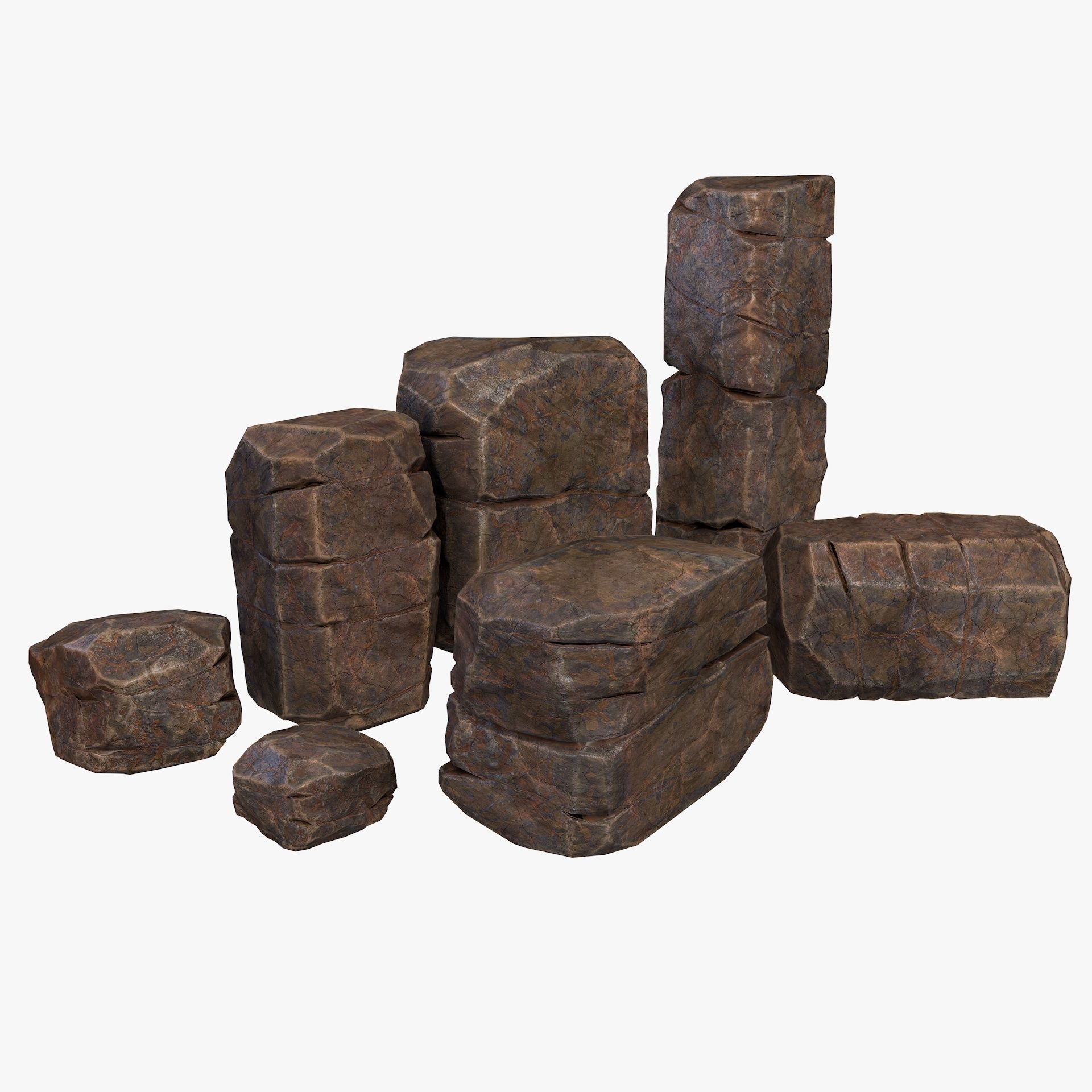 Rusty Rocks Stones Collection Pack Low-poly 3D model_12