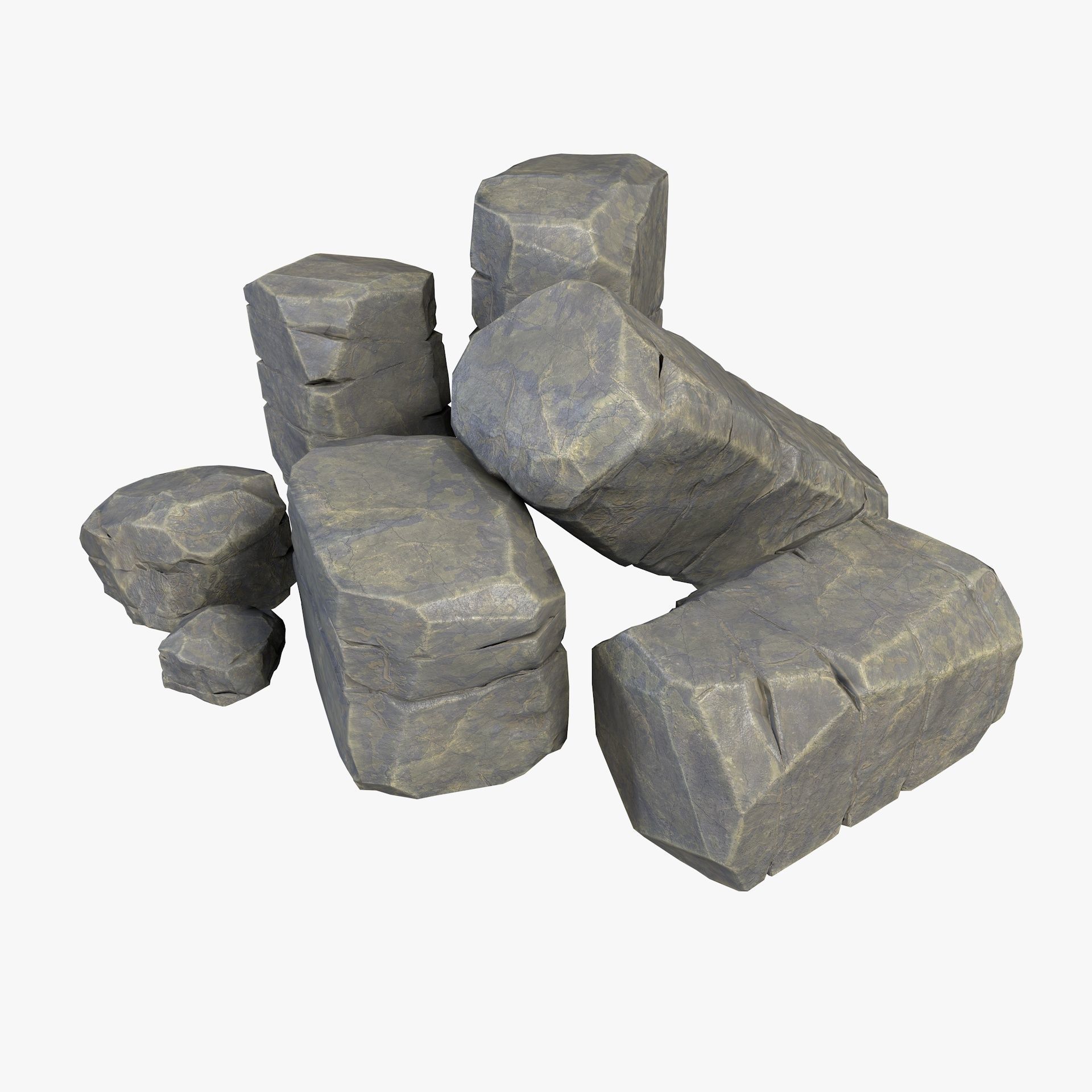 Rusty Rocks Stones Collection Pack Low-poly 3D model_13