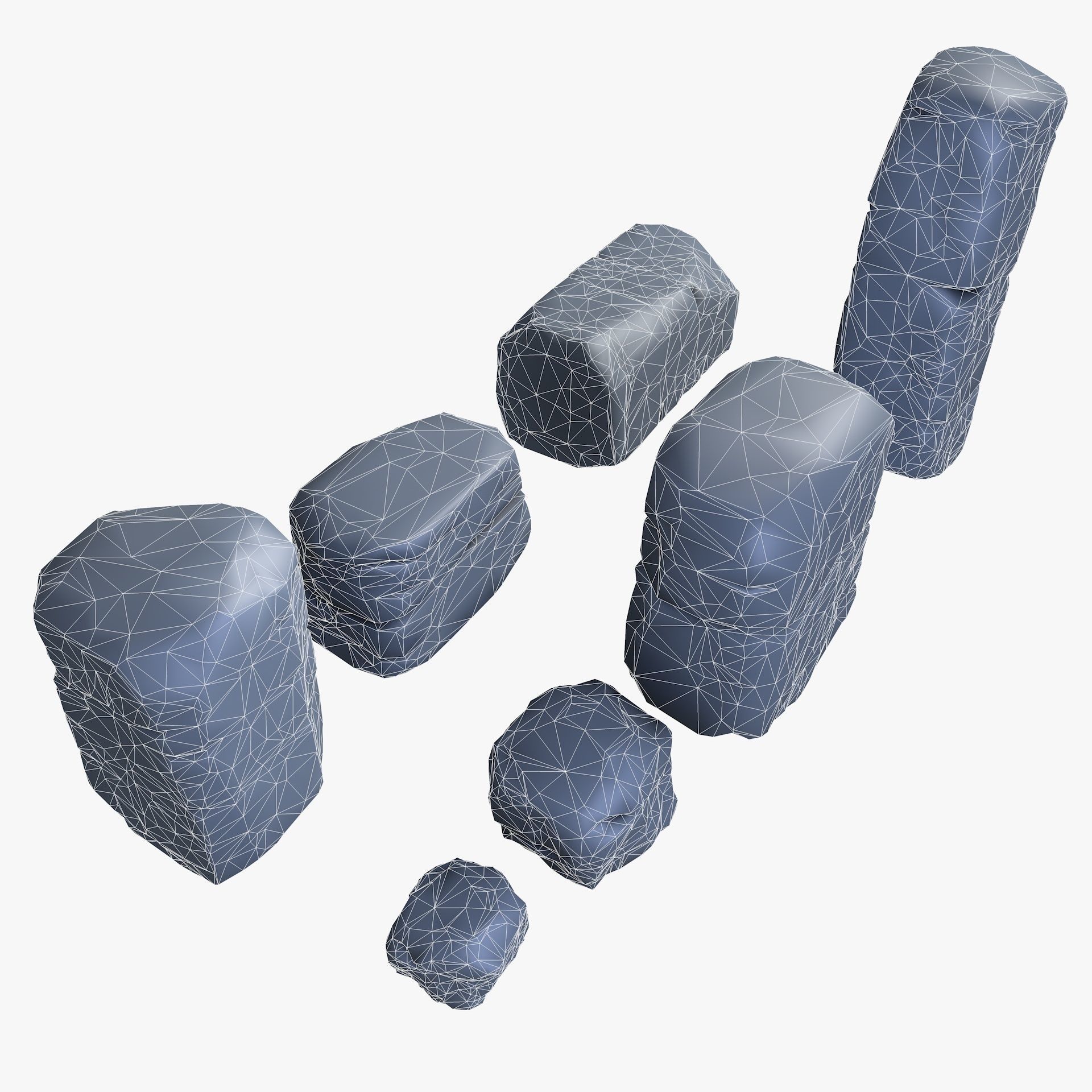 Rusty Rocks Stones Collection Pack Low-poly 3D model_16