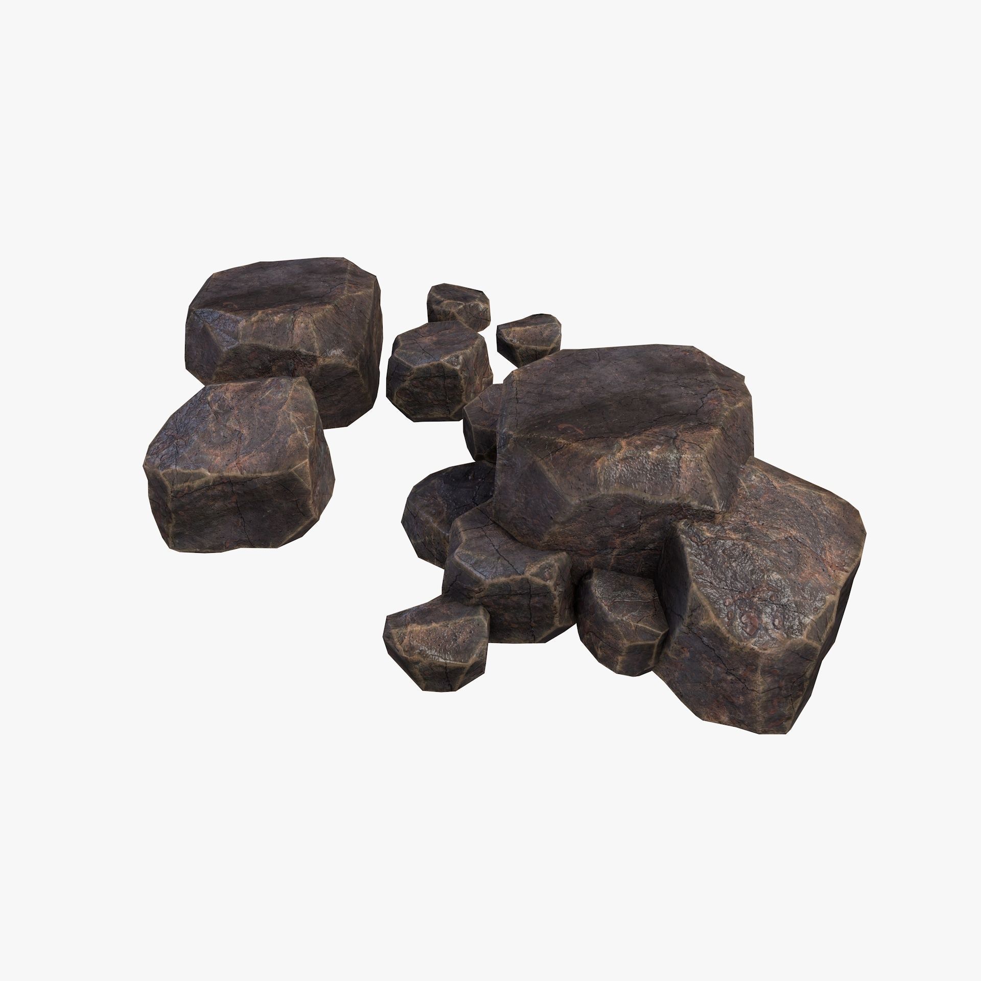 Rusty Rocks Stones Collection Pack Low-poly 3D model_8