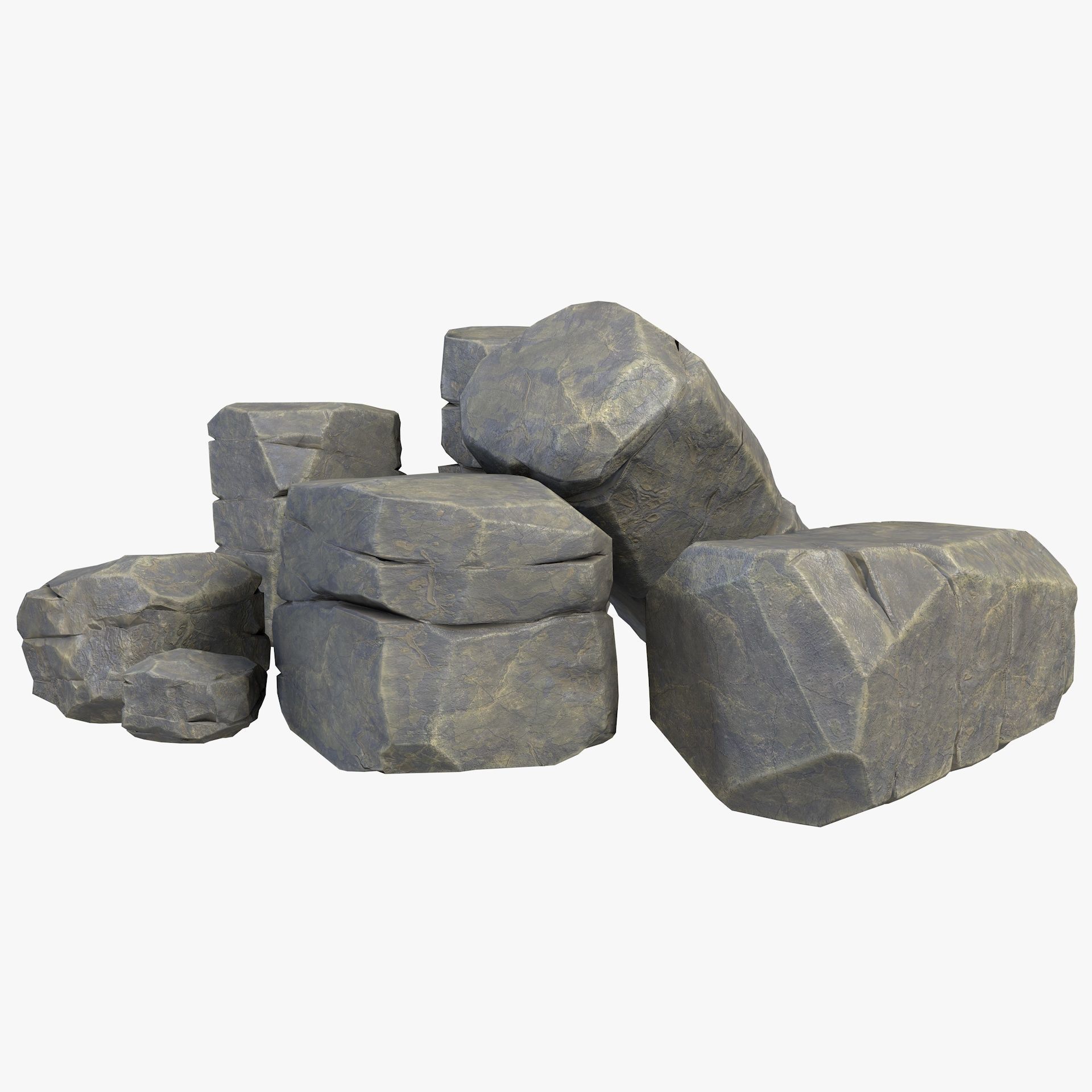 Rusty Rocks Stones Collection Pack Low-poly 3D model_14