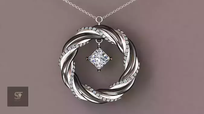 Twist diamond pendant