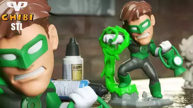 Green Lantern Chibi STL for 3D Printing ChibiSTL 3DXM