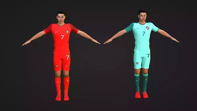 Cristiano Ronaldo - Portugal - Two Models Low-poly 3D model