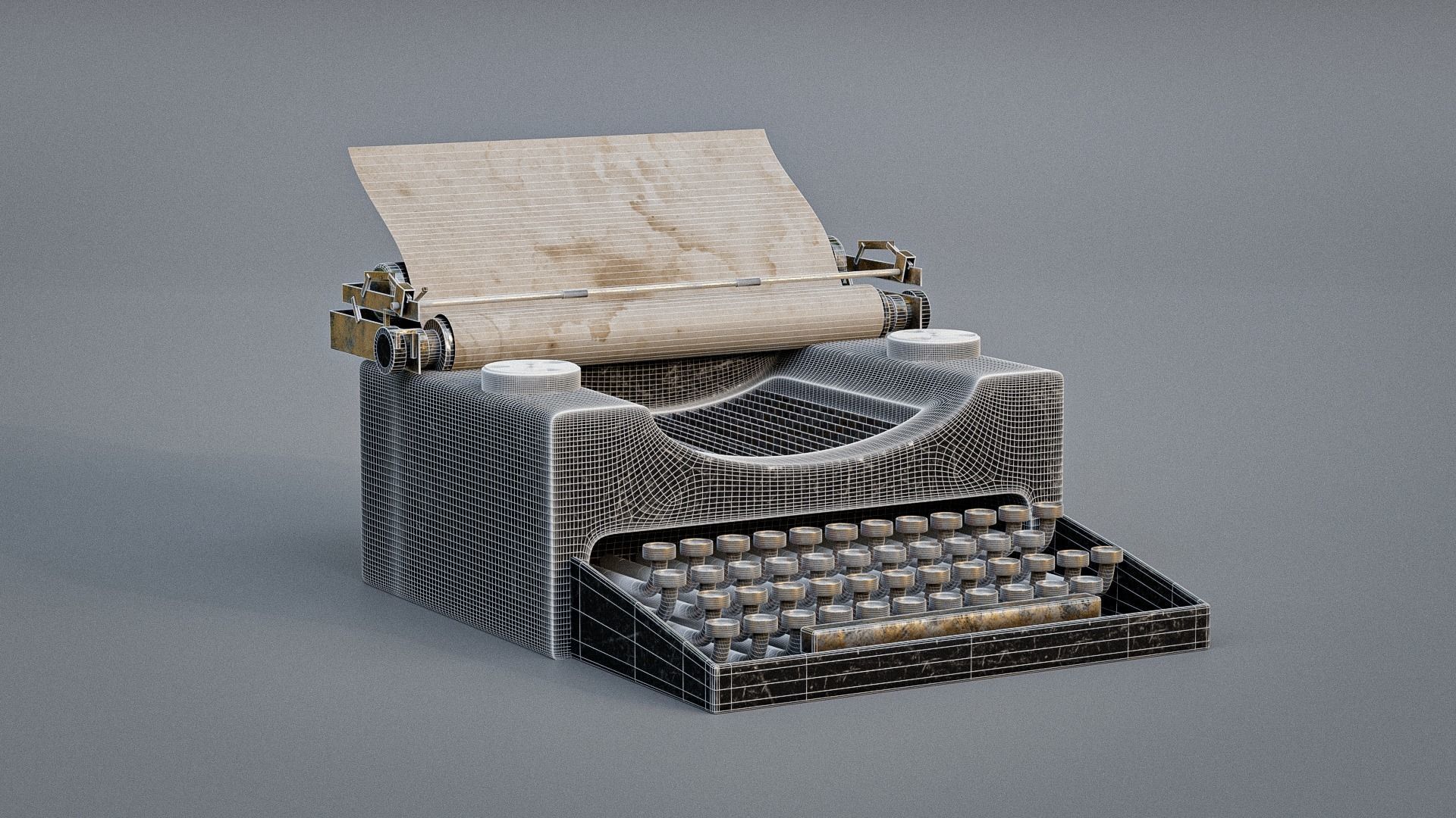 Old fashioned typewriter Free 3D model_2