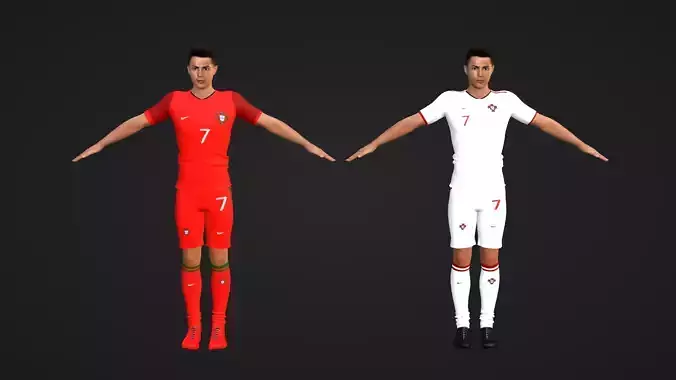 Cristiano Ronaldo - Portugal - Two Models Low-poly 3D model