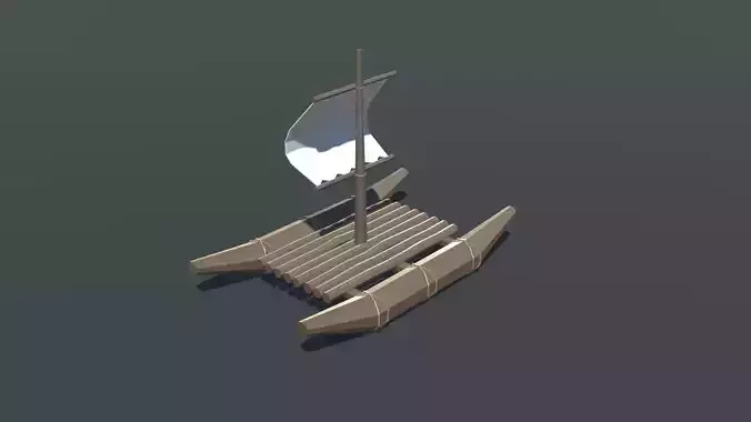 Sail Raft Low Poly